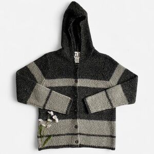 Vintage gray hooded striped cardigan